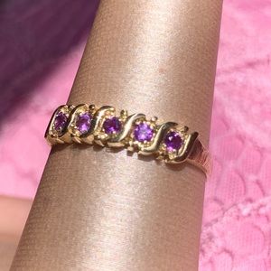 Natural Amethyst Ring in Solid 10K Gold